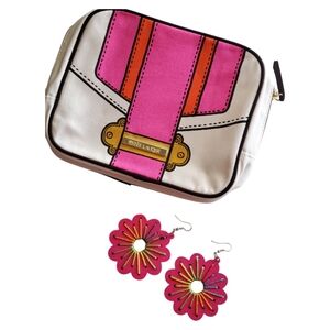 Estēe Lauder Canvas Cosmetic Bag + Pretty Wood Earrings